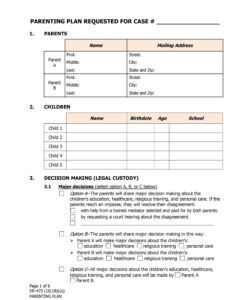 Free Editable 50 50 Custody Agreement Template Excel