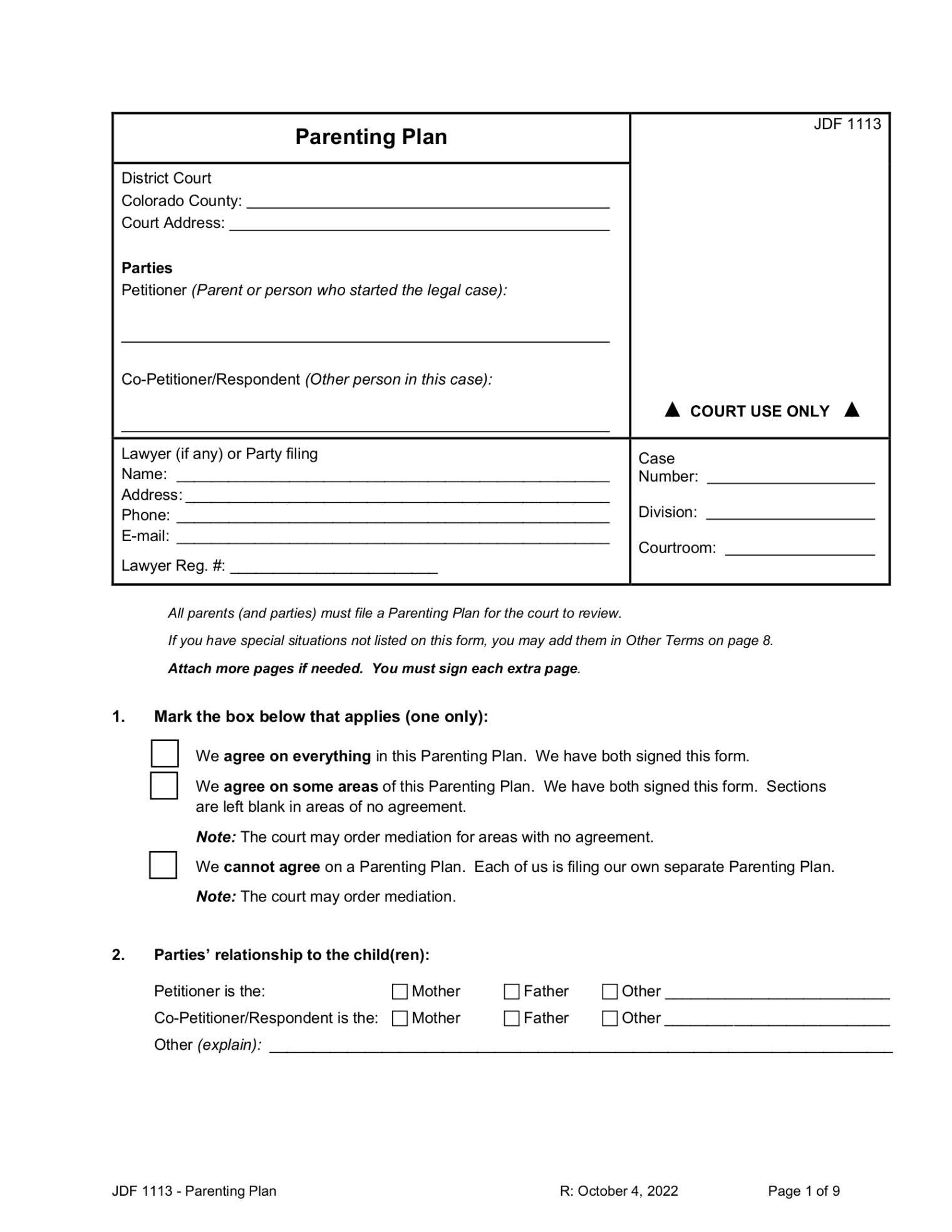 Free Editable Child Custody Agreement Without Court Template