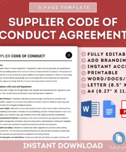 Free Editable Code Of Conduct Agreement Template Pdf Sample