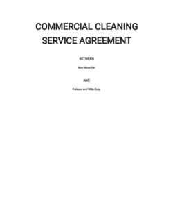 Free Editable Commercial Cleaning Service Agreement Template Doc