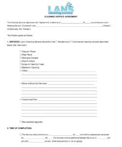 Free Editable Commercial Cleaning Service Agreement Template Doc