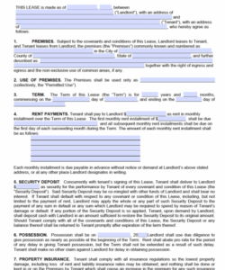 Free Editable Commercial Property Lease Agreement Template Doc