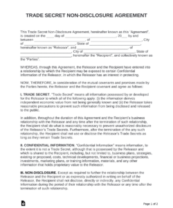 Free  International Non Disclosure Agreement Template Doc Sample