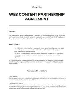 Free Printable 50 50 Business Partnership Agreement Template Excel