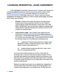 Free Printable 6 Month Lease Agreement Template  Sample