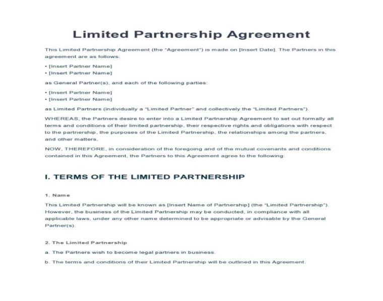 Free Printable 60 40 Partnership Agreement Template Pdf Sample