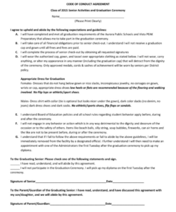 Free Printable Code Of Conduct Agreement Template Word Sample