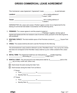 Free Printable Commercial Property Lease Agreement Template Doc