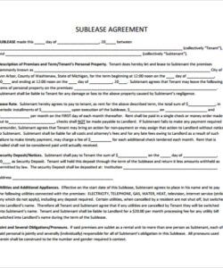 Free Printable Commercial Property Sublease Agreement Template Doc Sample