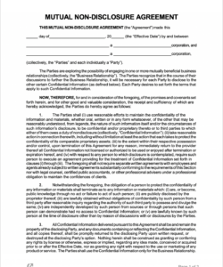 Free Printable International Non Disclosure Agreement Template Excel