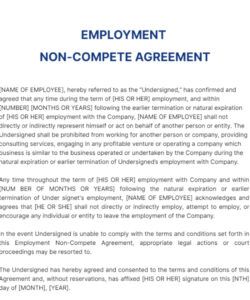 Free Printable Non Compete Confidentiality Agreement Template Word