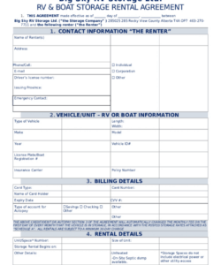 Free Printable Self Storage Rental Agreement Template Word Sample