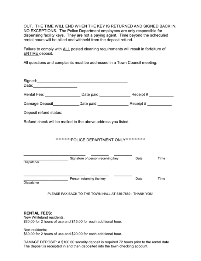 Free Printable Village Hall Hire Agreement Template Pdf Sample