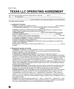 Free  Real Estate Operating Agreement Template Doc Sample