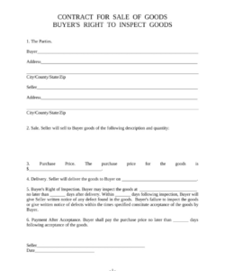 Free  Sale Of Goods Agreement Template Word Sample