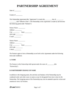 Printable 51 49 Partnership Agreement Template Pdf