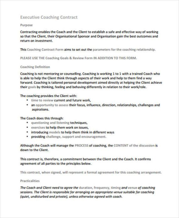 Printable Coaching And Mentoring Agreement Template Pdf
