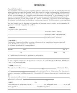 Printable Commercial Property Sublease Agreement Template Doc Sample
