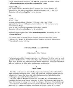 Printable Sale Of Goods Agreement Template Excel Sample