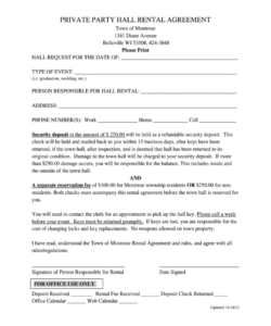 Printable Village Hall Hire Agreement Template Excel Sample