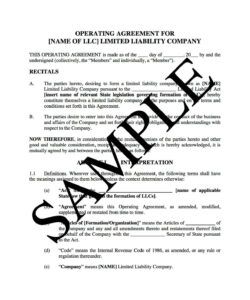 Real Estate Operating Agreement Template Word