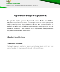 Blank Food Supply Agreement Template Doc