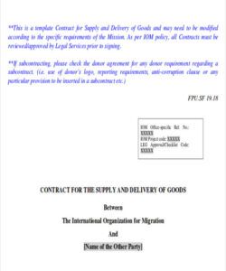 Blank Fuel Supply Agreement Template  Sample