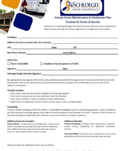 Blank Handyman Service Agreement Template Doc
