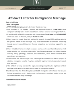 Blank Marriage Witness Affidavit Template Word Sample