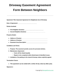 Blank Neighbor Fence Agreement Template
