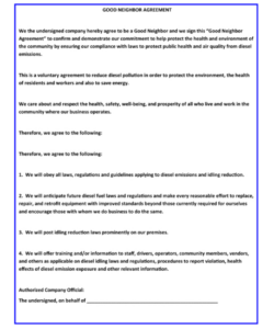 Blank Neighbor Fence Agreement Template Excel Sample