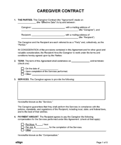 Blank Support Worker Service Agreement Template