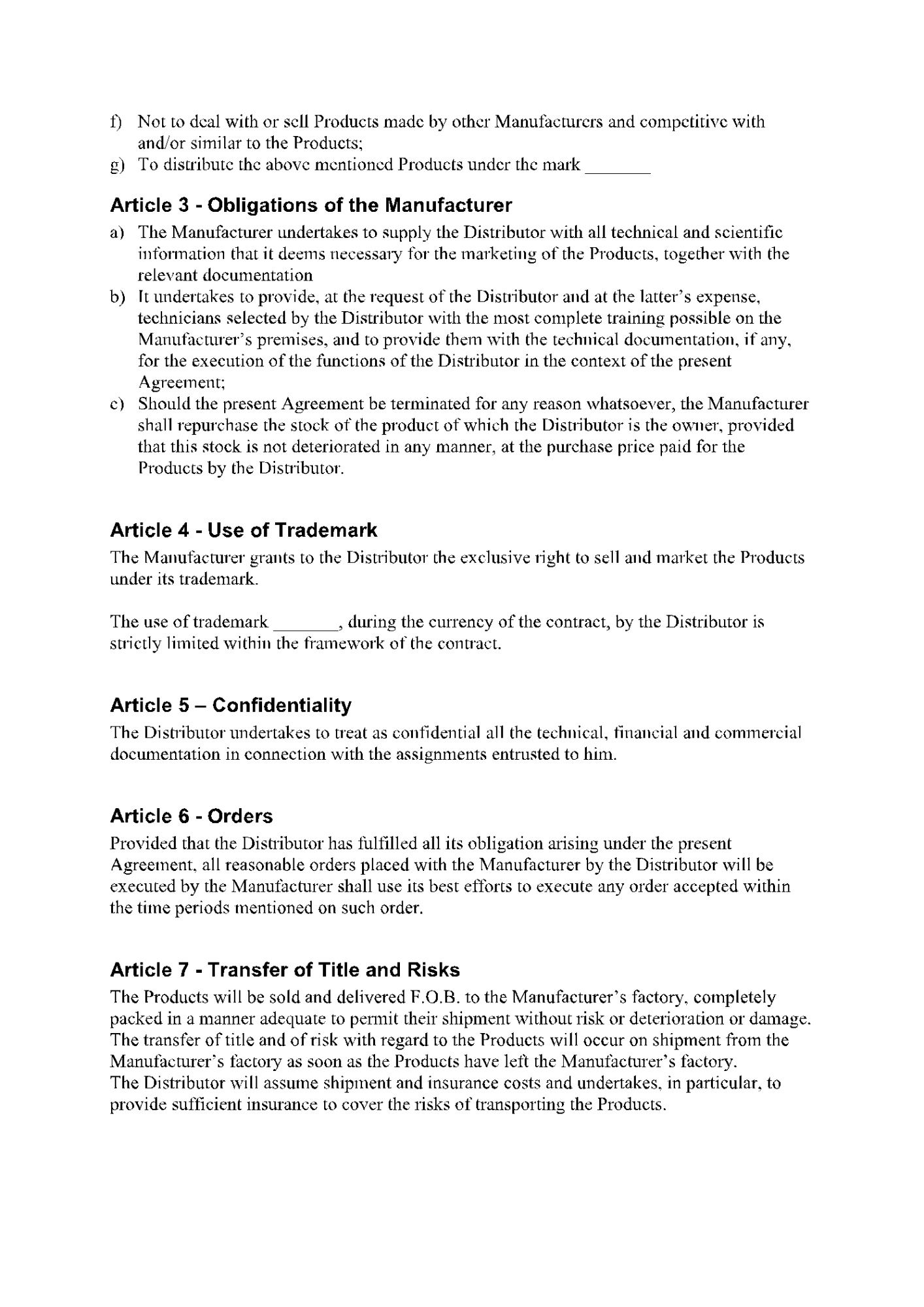 Blank Trust Distribution Agreement Template Pdf Sample