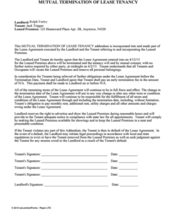 Blank Voluntary Move Out Agreement Template Word Sample