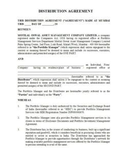 Custom Film Distribution Agreement Template  Sample