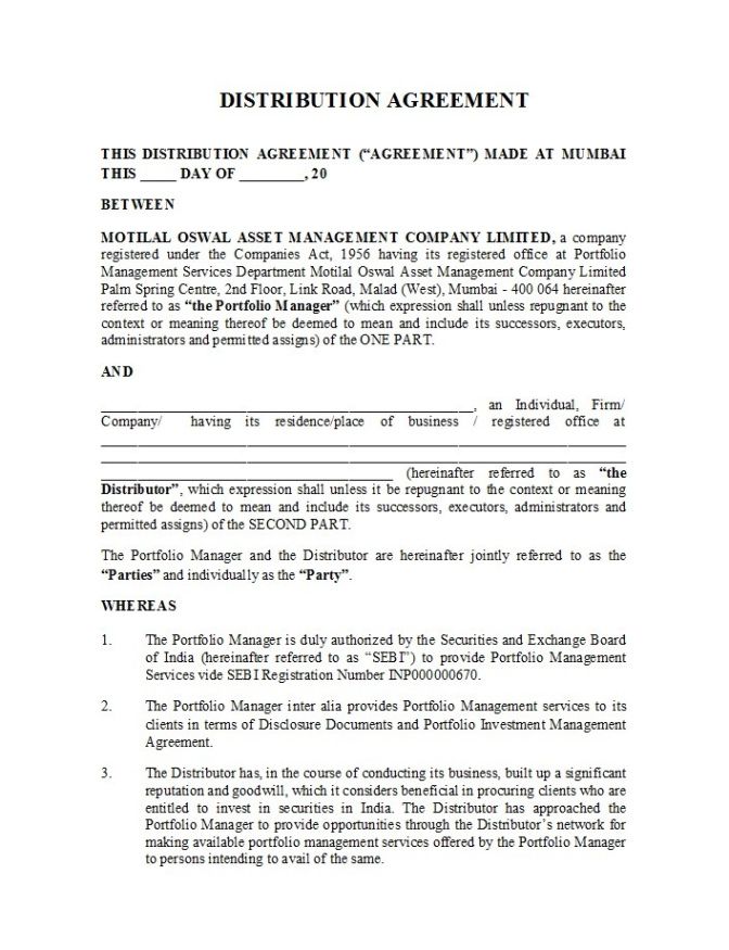 Custom Film Distribution Agreement Template  Sample