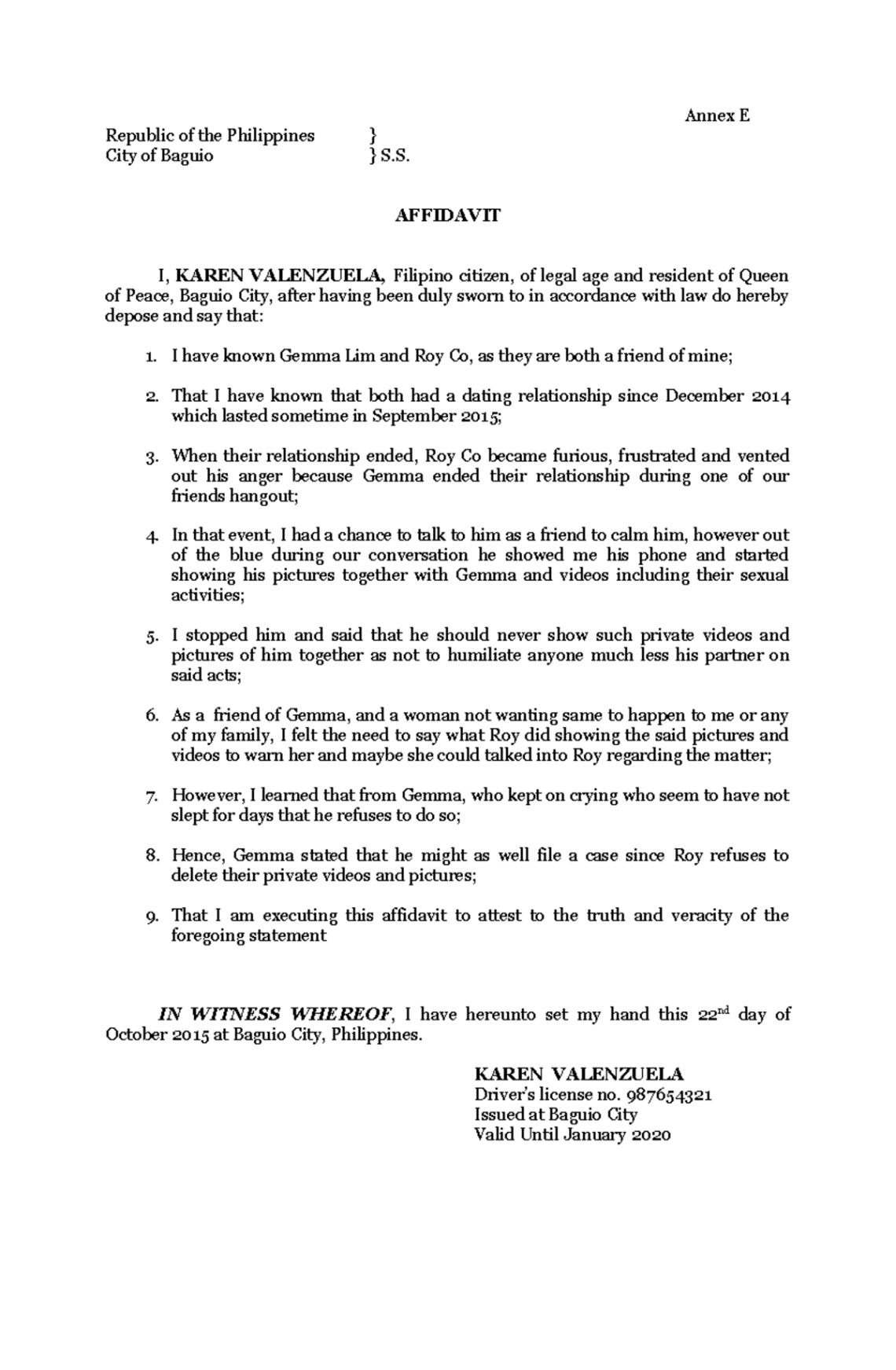 Custom Sworn Statement General Affidavit Template