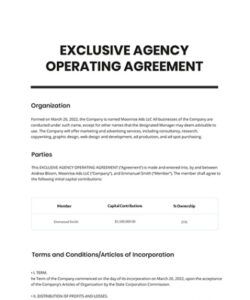 Editable Exclusive Supply Agreement Template Doc Sample