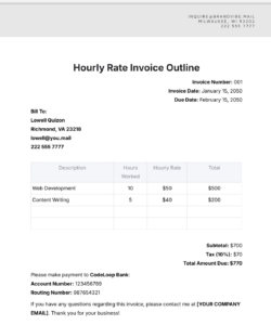 Editable Hourly Rate Agreement Template Doc Sample