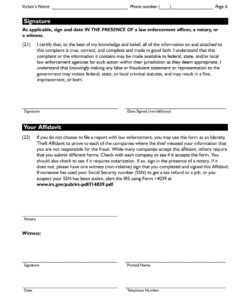 Editable Identity Theft Affidavit Template  Sample