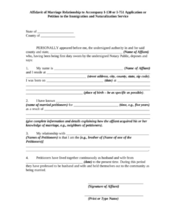 Editable Marriage Witness Affidavit Template Excel