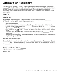Editable Proof Of Residence Affidavit Template Word Sample