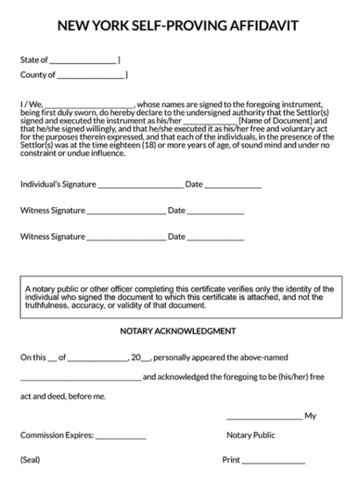 Editable Self Proving Affidavit Texas Template