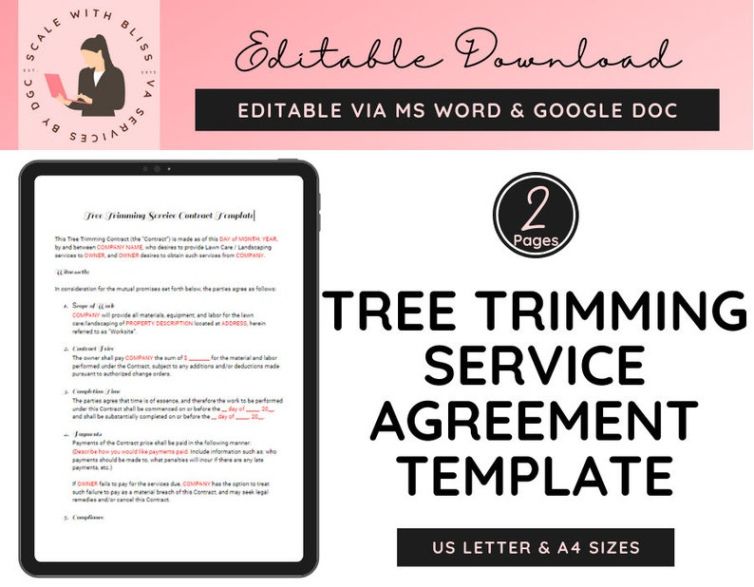Editable Tree Removal Agreement Between Neighbors Template Excel