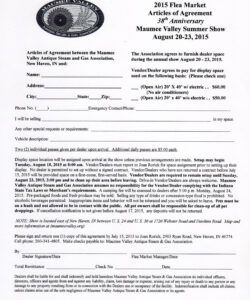 Flea Market Booth Rental Agreement Template Excel Sample