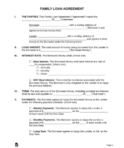 Free Blank Family Property Sharing Agreement Template Word