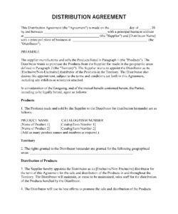 Free Blank Non Exclusive Distribution Agreement Template Doc Sample