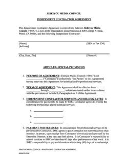 Free Blank Support Worker Service Agreement Template