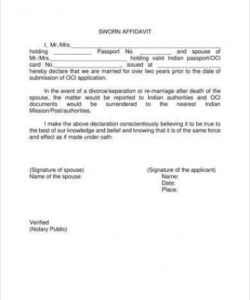 Free Custom Sworn Statement General Affidavit Template Word