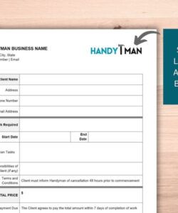 Free Editable Handyman Service Agreement Template Excel Sample